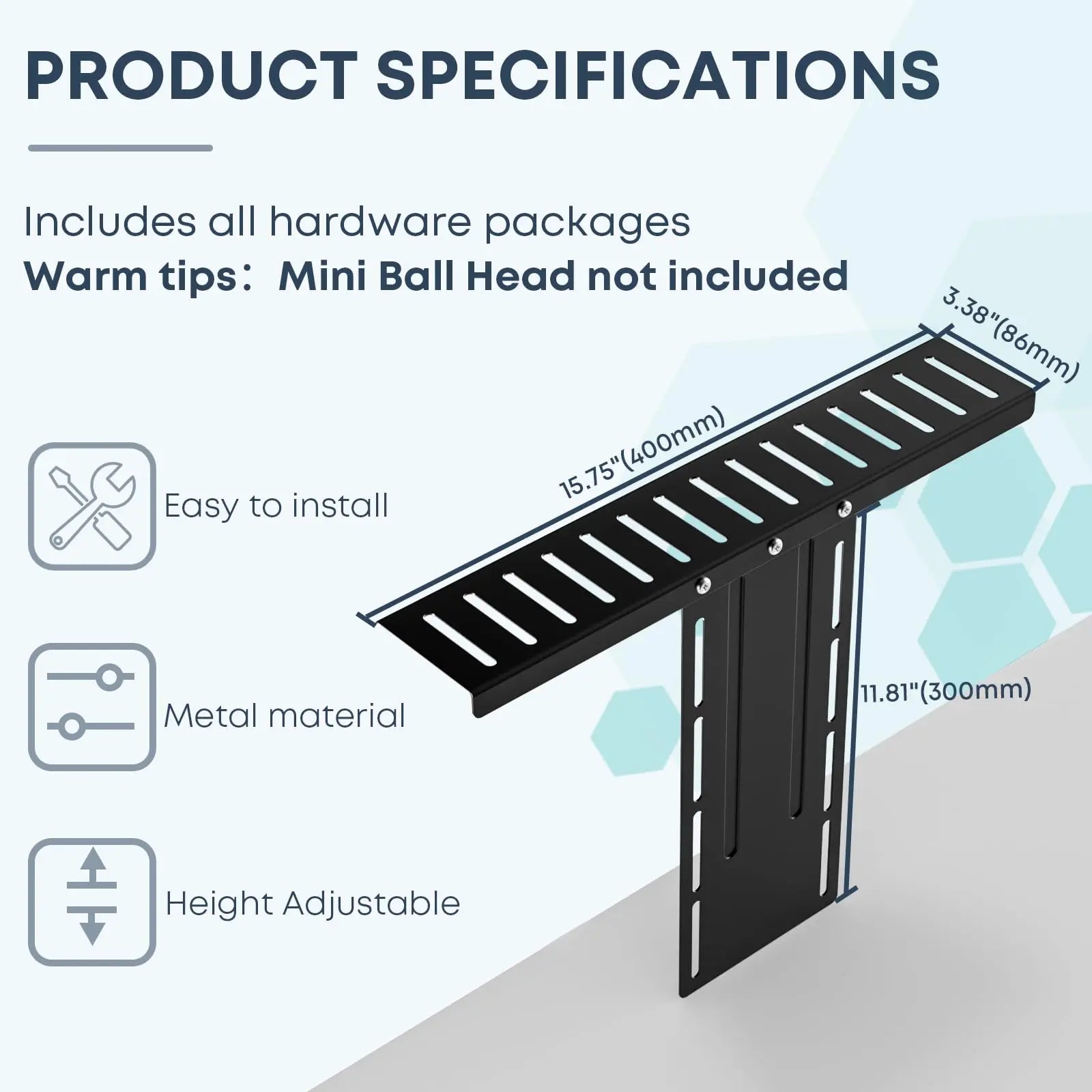 Versatile VESA-compatible equipment rack for 75/100 mm VESA mounting PUTORSEN