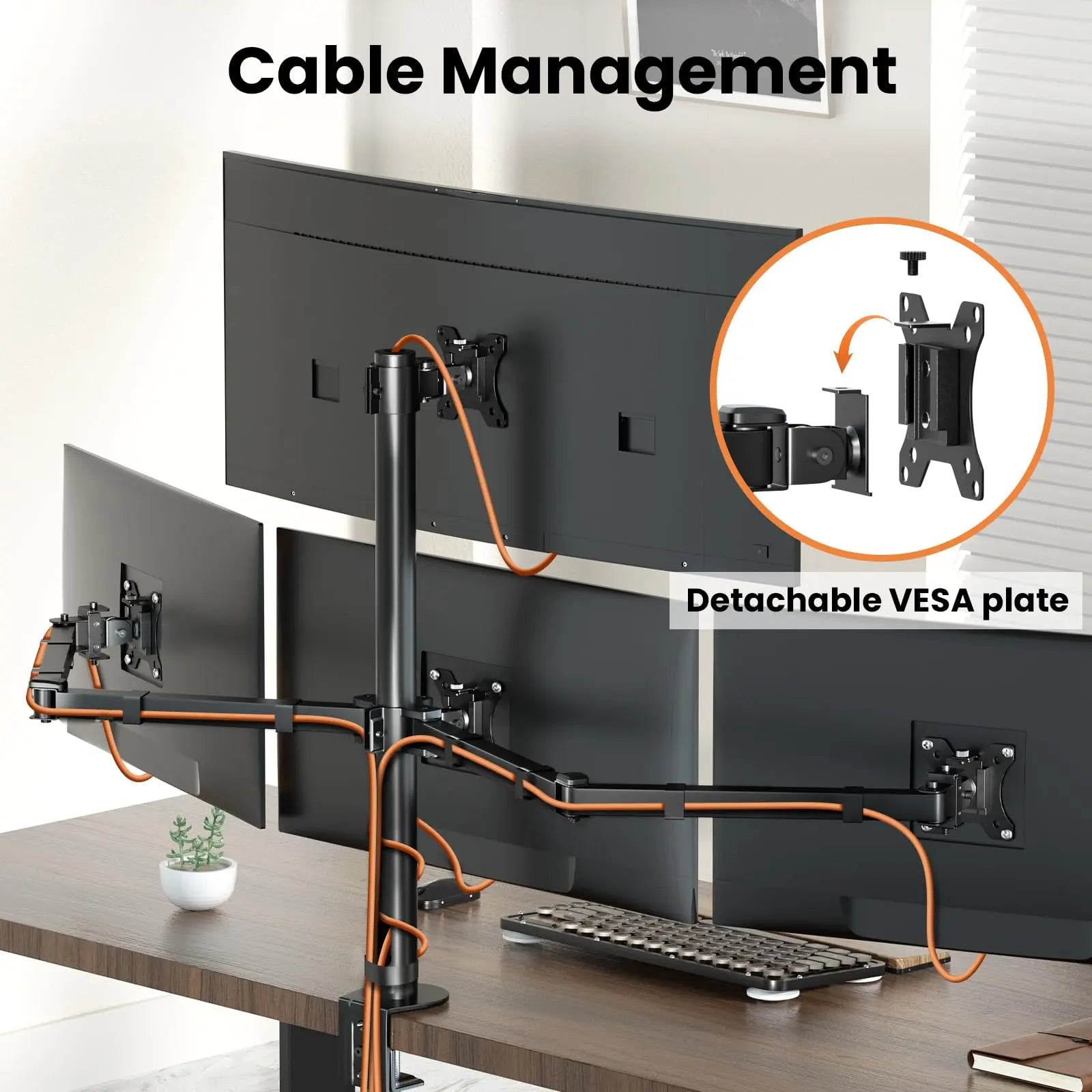 PUTORSEN Premium Quad Monitor Mount Holds up to 32 inch Screens, Fully Adjustable Heavy Duty 4 Monitor Mount, 4 Monitor Arm Desk Mount, Max Load 22lbs per Screen, Clamp/Grommet, VESA 75/100mm, Black PUTORSEN