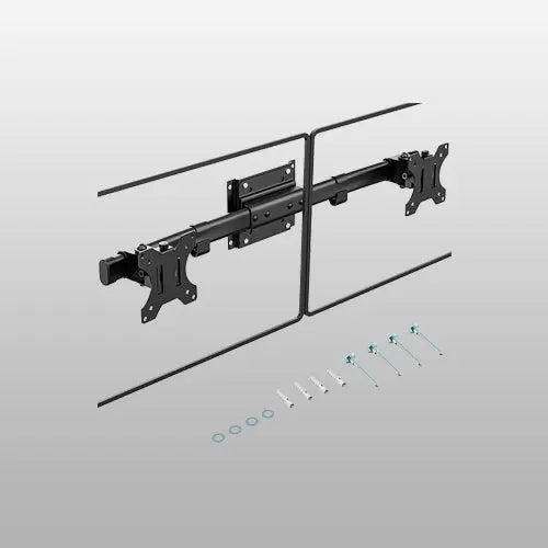 PUTORSEN Dual Monitor Wall Mount, Horizontal Assembly Mount for 2 Monitor Screens up to 27 inches,Max. 10kg, VESA 75x75/100x100mm PUTORSEN