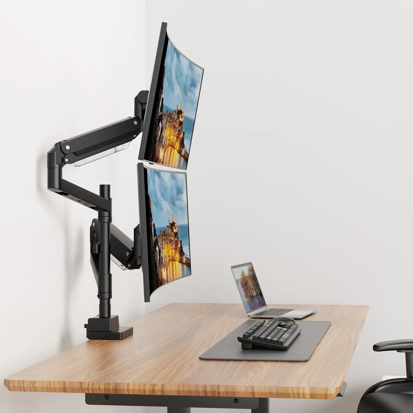 17-57 inch Dual Vertical Monitor Mount,Premium Aluminum Dual Monitor Desk Mount PUTORSEN