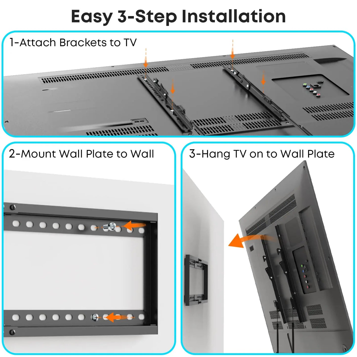 PUTORSEN Tilting TV Wall Mount for Most 37-80'' TVs, up to 165lbs, 8° Tilting for Better Viewing, Wall Mount TV Bracket with Quick Lock and Release, Max VESA 600 * 400mm, Fits 16"/18"/24" Stud PUTORSEN