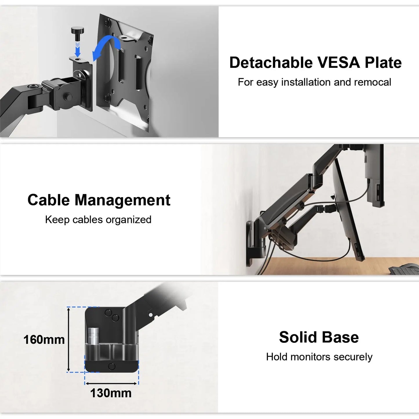 Dual Monitor Wall Mount for Screens up to 32 inch, Fully Adjustable Tilt Swivel Arms Supporting 19.8 lbs PUTORSEN