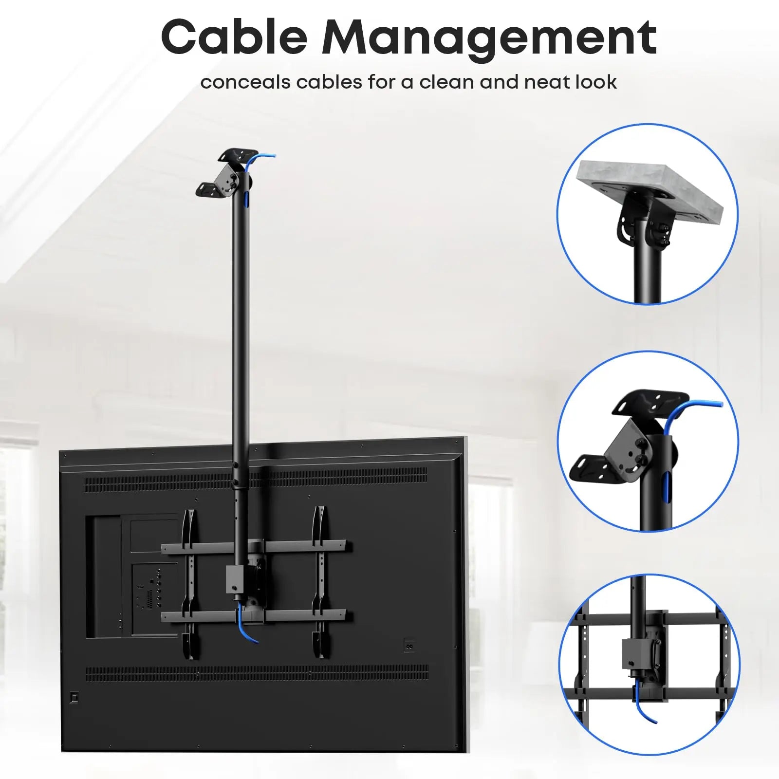 From 42.9” to 66.5” Height Adjustable Ceiling Mount TV Bracket - Fits most 43-86 inch TVs PUTORSEN