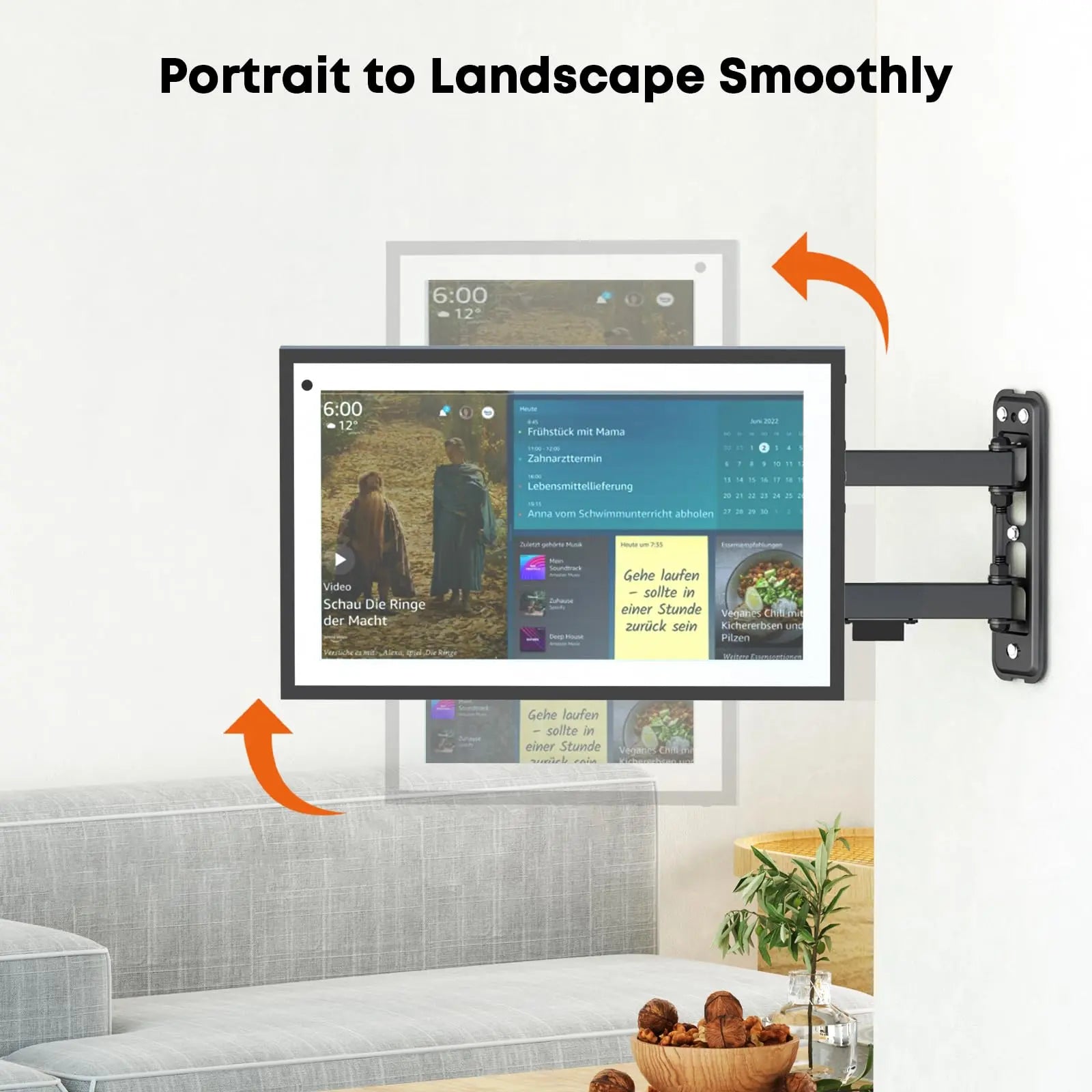 Wall Mount for Echo Show 15 - PUTORSEN Fully Adjustable Wall Mounting Bracket for Show 15 & Monitors 13"-32" w/Heavy Duty Swivel Rotate Arm PUTORSEN