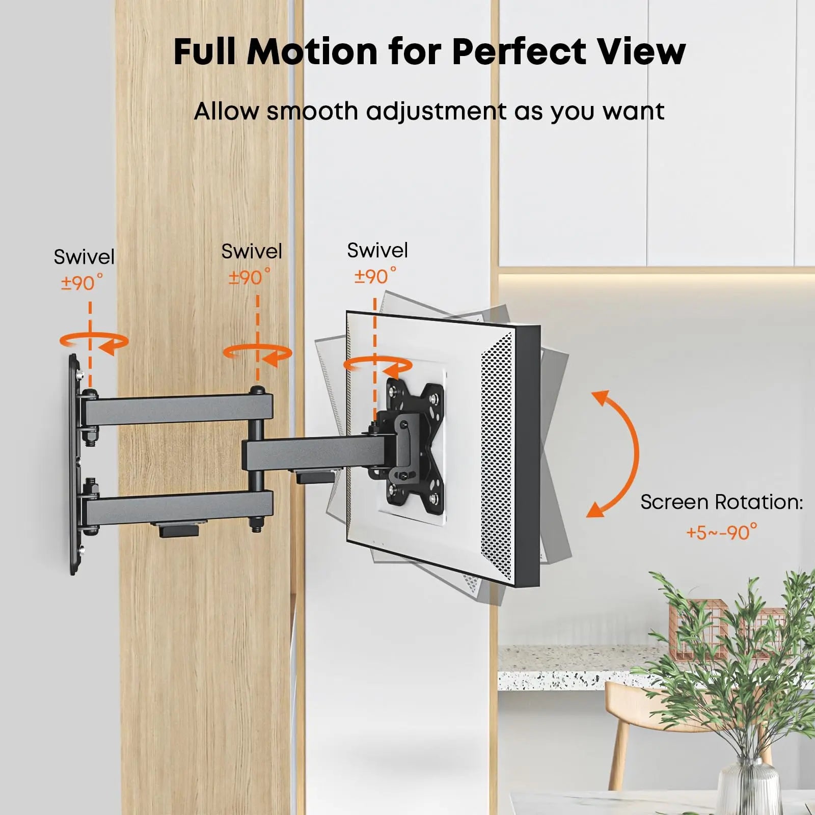 Wall Mount for Echo Show 15 - PUTORSEN Fully Adjustable Wall Mounting Bracket for Show 15 & Monitors 13"-32" w/Heavy Duty Swivel Rotate Arm PUTORSEN