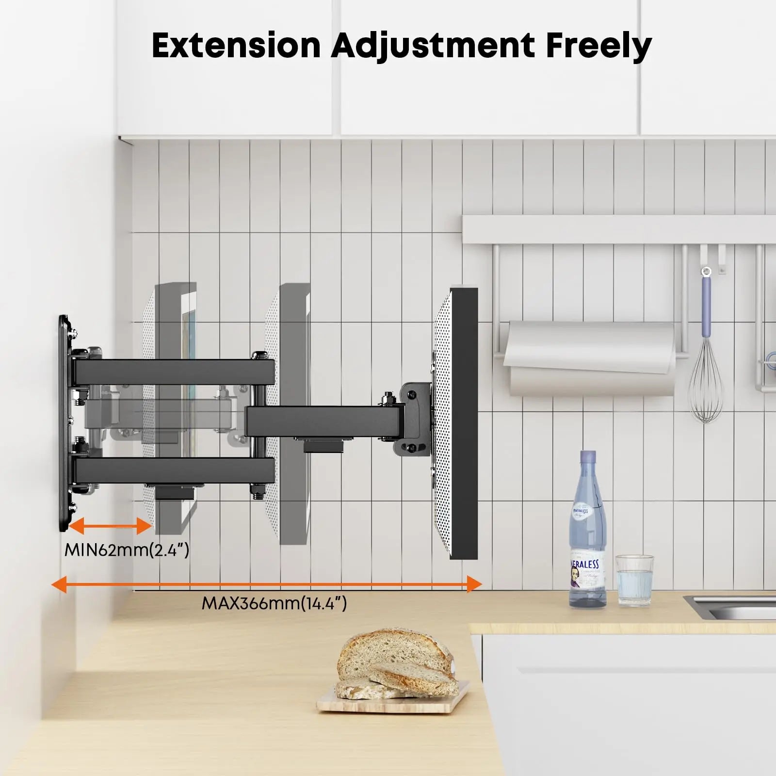 Wall Mount for Echo Show 15 - PUTORSEN Fully Adjustable Wall Mounting Bracket for Show 15 & Monitors 13"-32" w/Heavy Duty Swivel Rotate Arm PUTORSEN