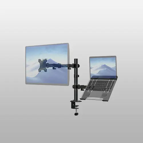 Laptop Monitor Mount Stand Base for 1 monitor up to 32” and 1 laptop up to 17”,Black PUTORSEN