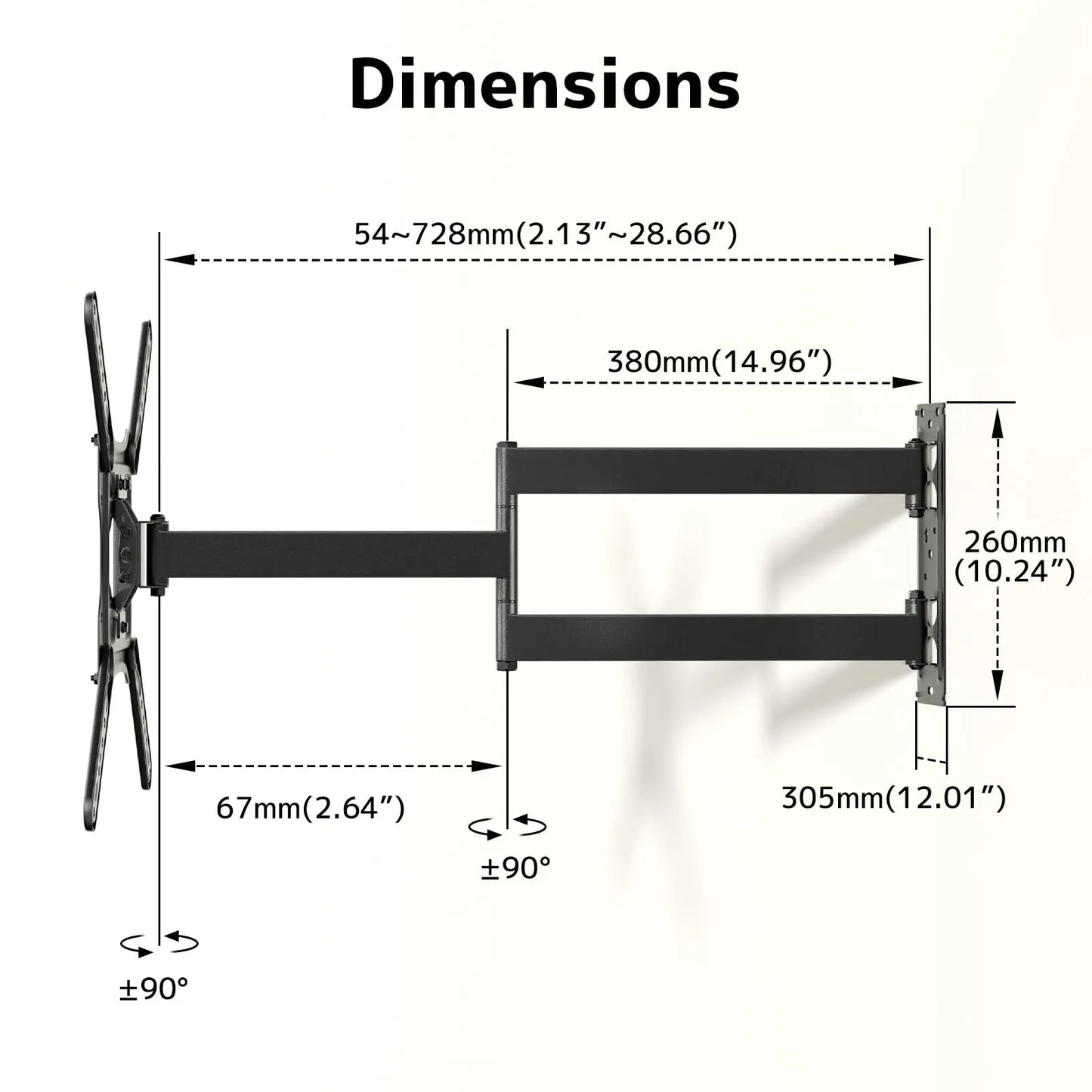 Long Arm TV Wall Mount for Most 23-65 Inch TVs Holds up to 35 kg PUTORSEN