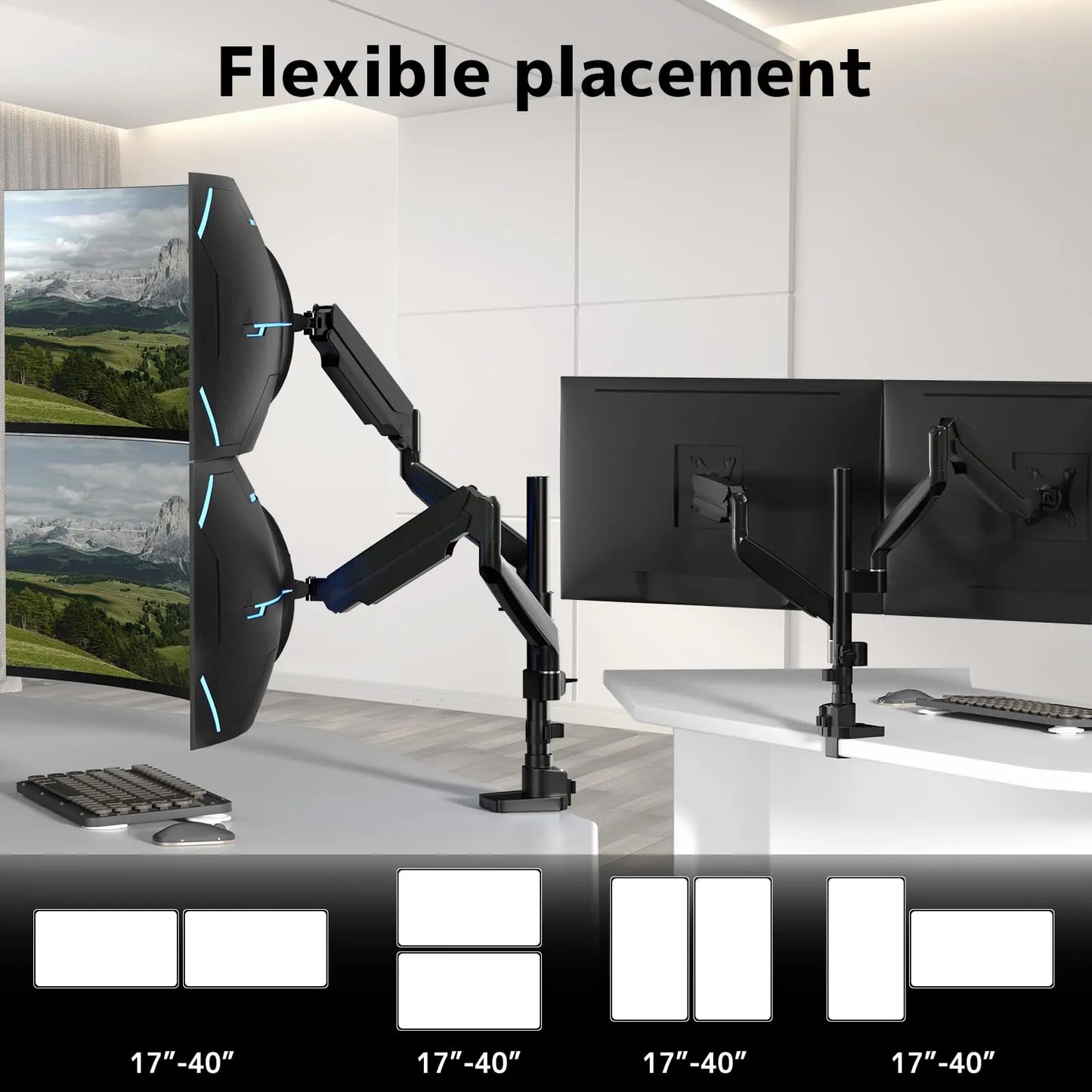 Monitor mount 2 monitors for 17-40 inch PUTORSEN