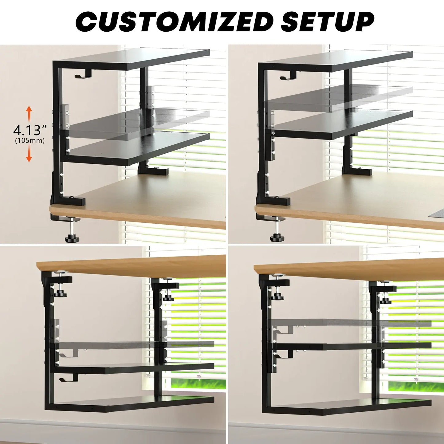 PUTORSEN Desk Shelf Clamp-On Above or Under PUTORSEN