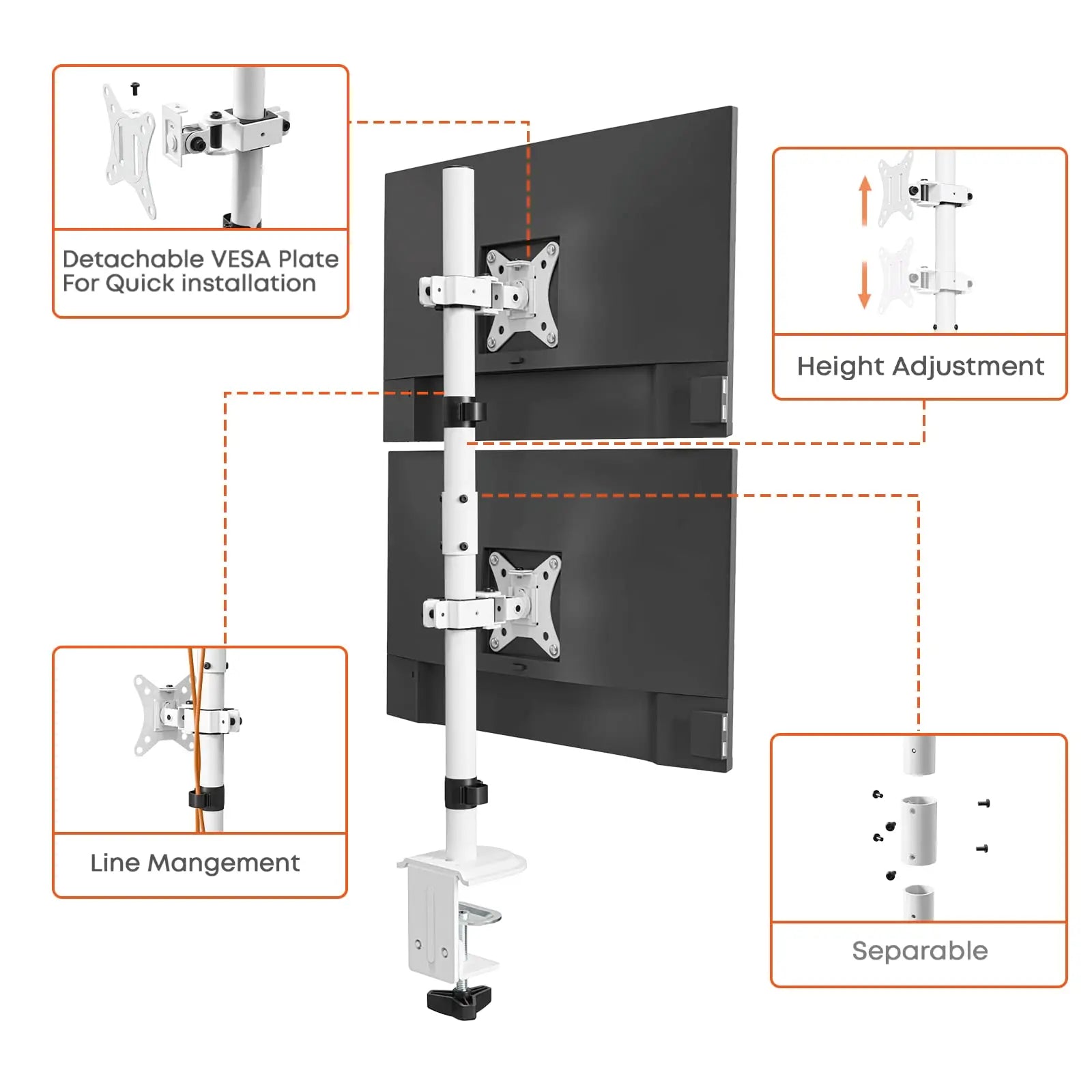 PUTORSEN Double Monitor Arm for Two Screens Up to 32 Inch PUTORSEN