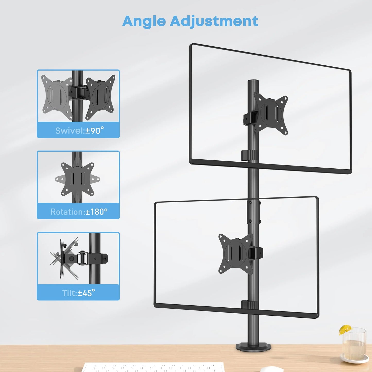 PUTORSEN Dual Monitor Stand, vertically stackable (up to 35") capable of holding 26.5 lbs. PUTORSEN