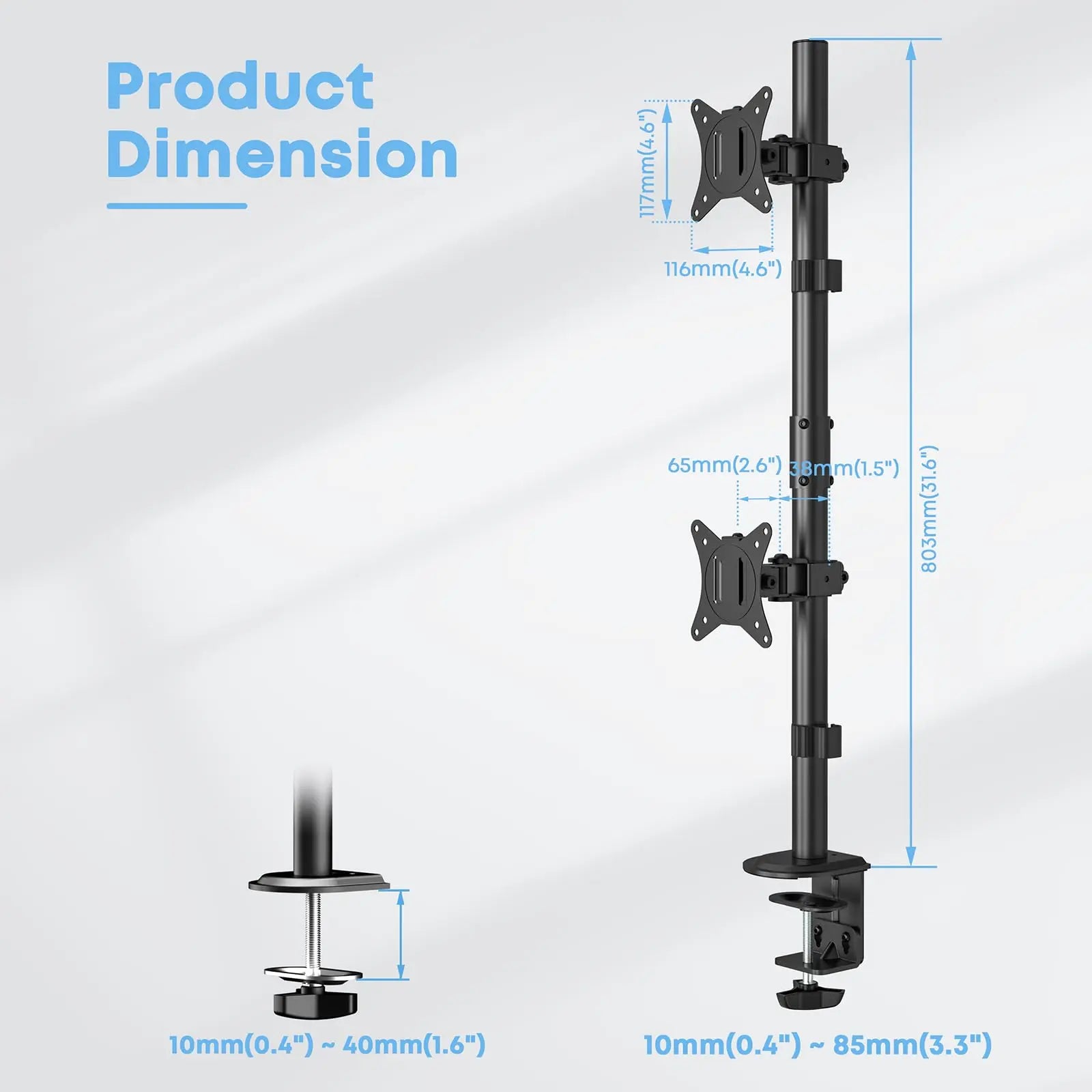 PUTORSEN Dual Monitor Stand, vertically stackable (up to 35") capable of holding 26.5 lbs. PUTORSEN