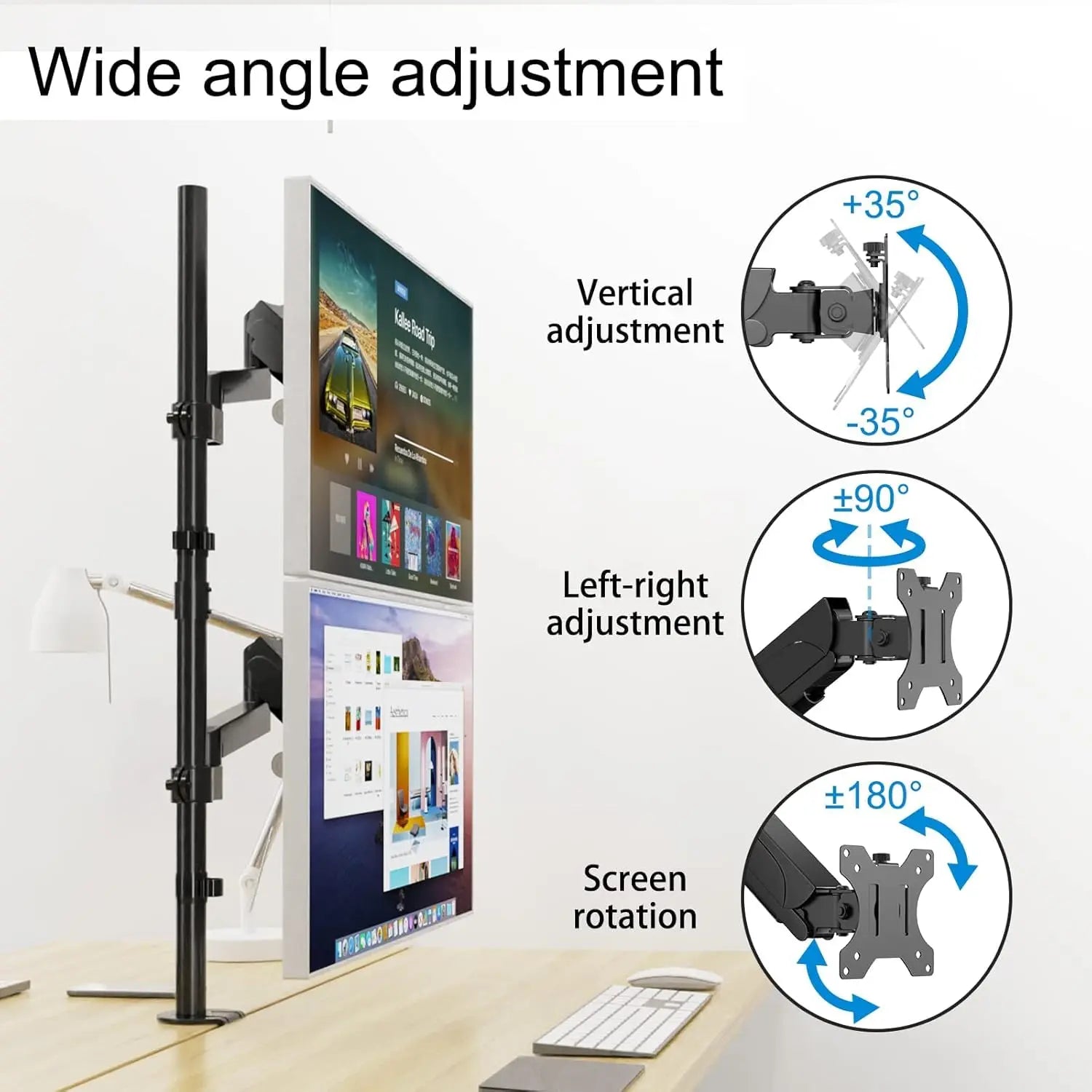 PUTORSEN Dual Monitor Vertical Stacking Desktop Stand, Ultra-High Stands PUTORSEN