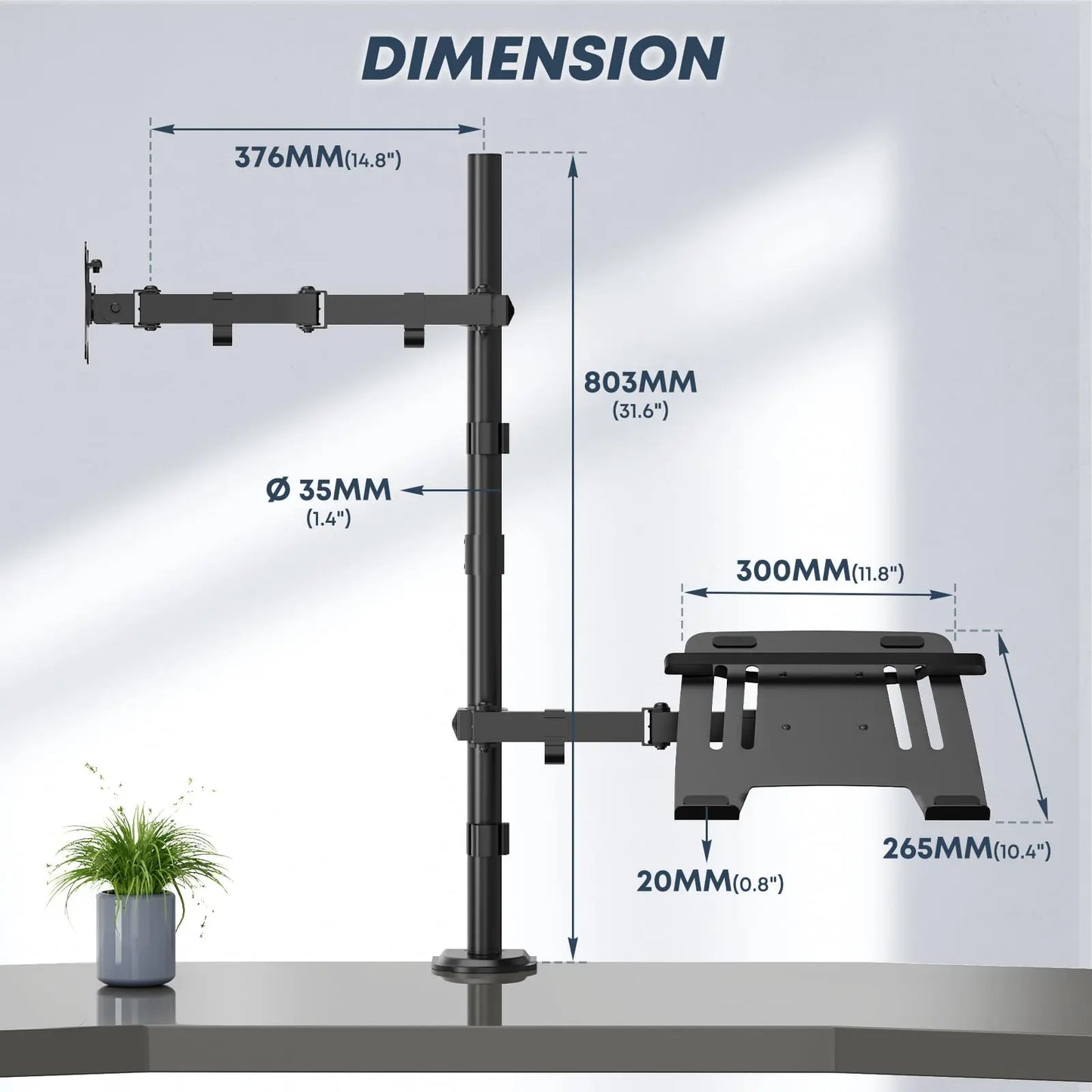 PUTORSEN Laptop and Monitor Mount Stand Fits 1 Monitor up to 32” and 1 Laptop up to 15” PUTORSEN