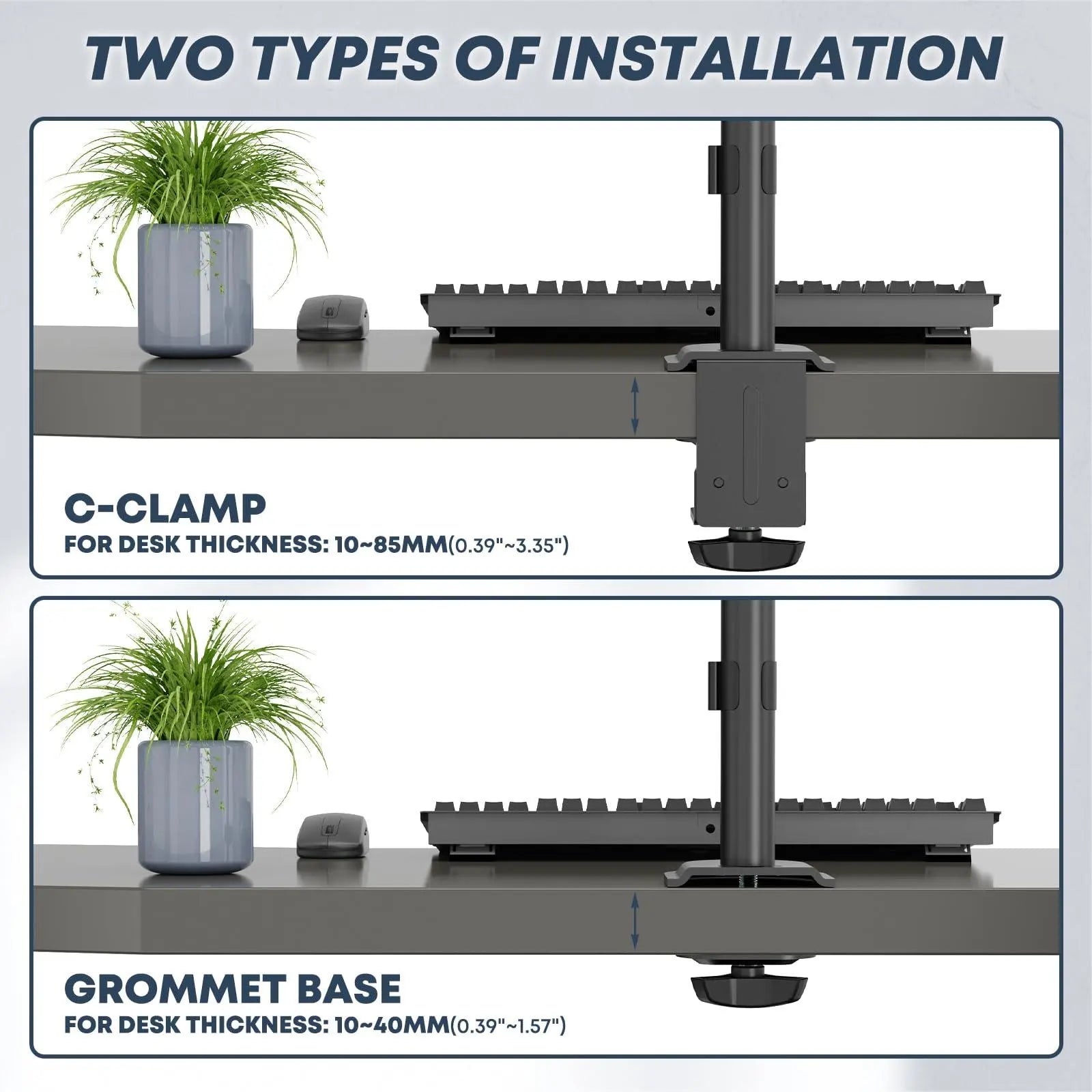 PUTORSEN Laptop and Monitor Mount Stand Fits 1 Monitor up to 32” and 1 Laptop up to 15” PUTORSEN