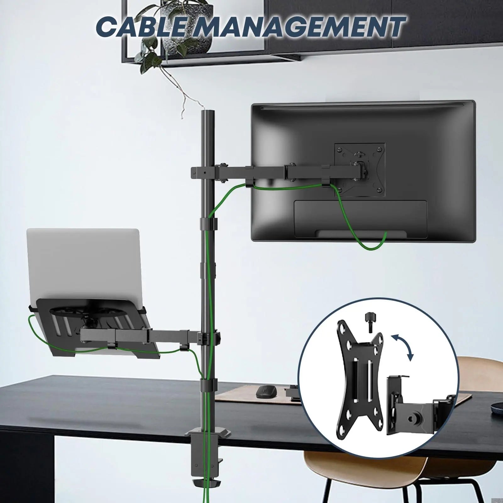 PUTORSEN Laptop and Monitor Mount Stand Fits 1 Monitor up to 32” and 1 Laptop up to 15” PUTORSEN