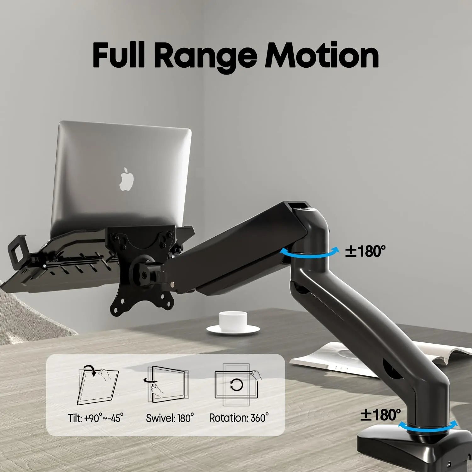 PUTORSEN Monitor Arm mit Laptopablage für 17 bis 32 Zoll LCD LED Bildschirm & bis zu 17 Zoll Notebook PUTORSEN