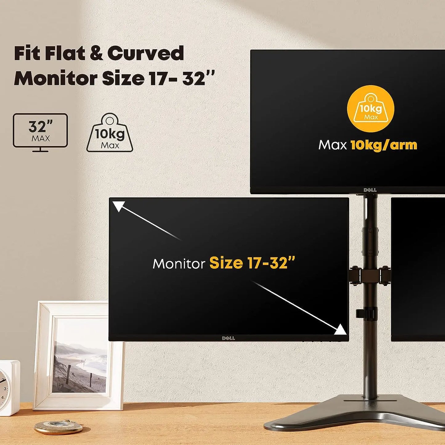 PUTORSEN Dual Vertical Monitor Mount for 17 to 32 Inch Screens