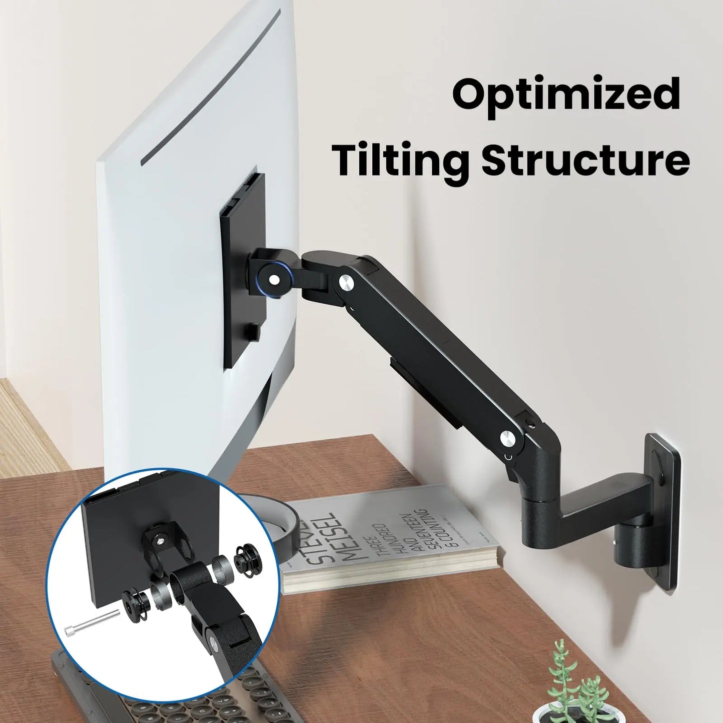 PUTORSEN Monitor Wall Mount Arm - Heavy Duty for Ultrawide Computer up to 49 inches and 44 lbs with Gas Spring PUTORSEN