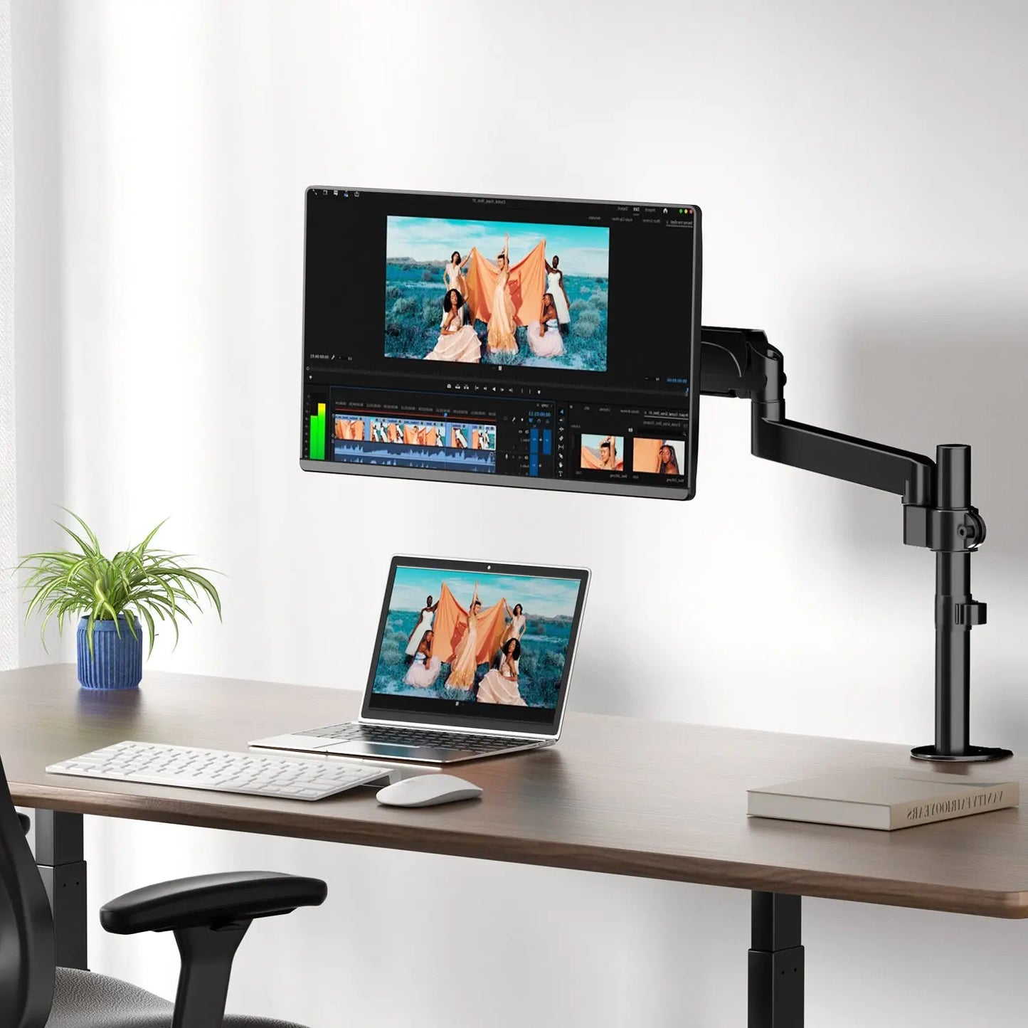 PUTORSEN Poled Monitor Arm with Laptop Mount for 17 to 32 Inch PUTORSEN