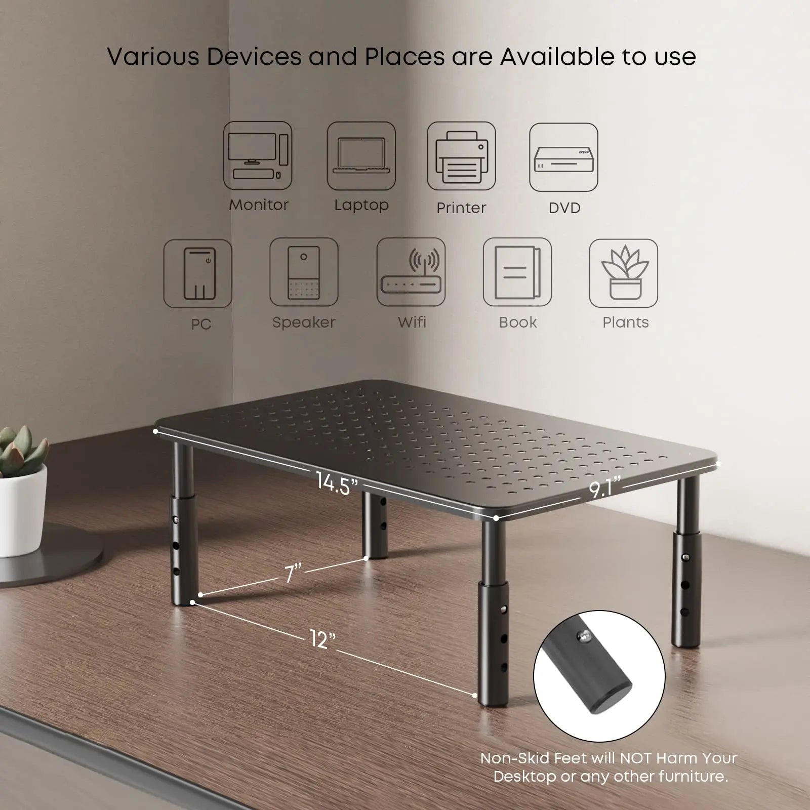 PUTORSEN Premium 3 Height Adjustable PC Monitor Stand for Laptop PUTORSEN