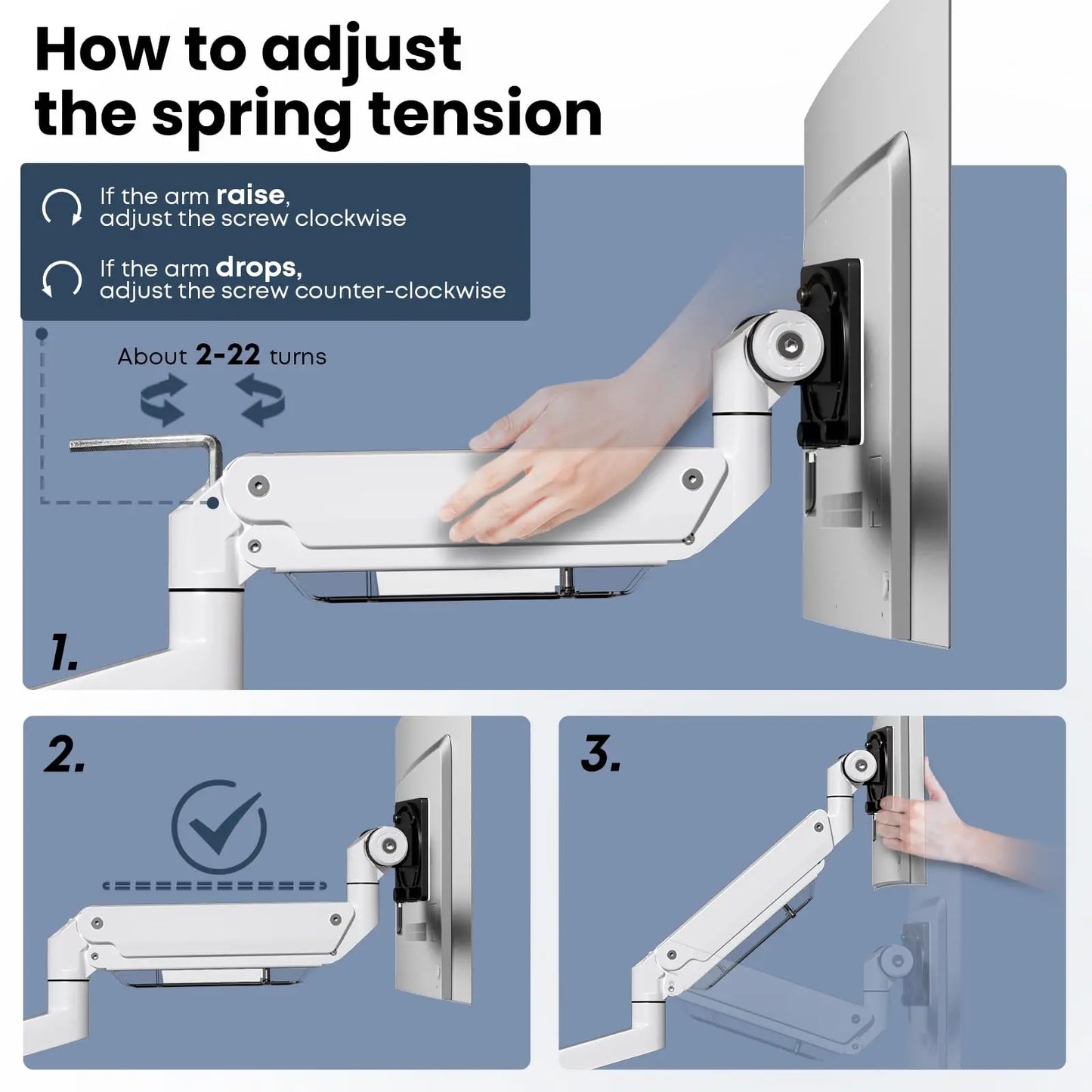 PUTORSEN Single Monitor-Arm Heavy Duty for 24-57-inch - Ultrawide Aluminum Single Pole Monitor Mount, Black PUTORSEN