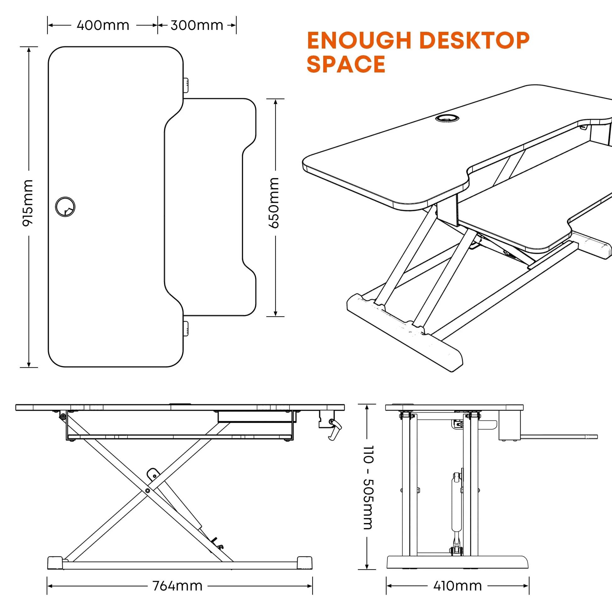 PUTORSEN Sit Stand Desk Converter 36inch Standing Desk Riser(silver+white) PUTORSEN