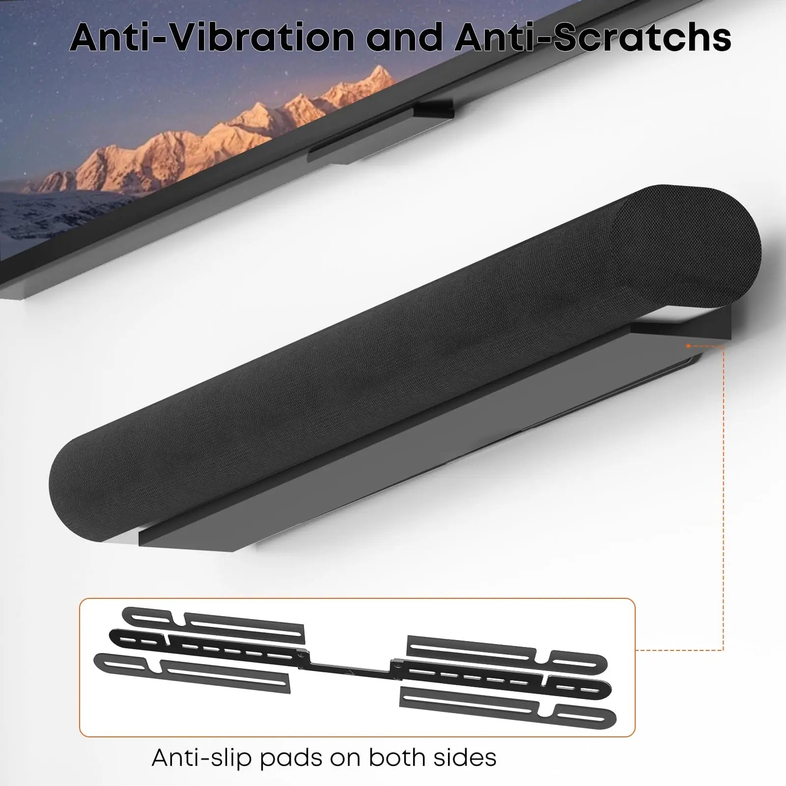 PUTORSEN Soundbar Wall Mount Designed for Sonos Arc Sound Bar,Low Profile Soundbar Mounting Bracket Under TV with High Density Foam Padding,Easy Assembly,Black PUTORSEN