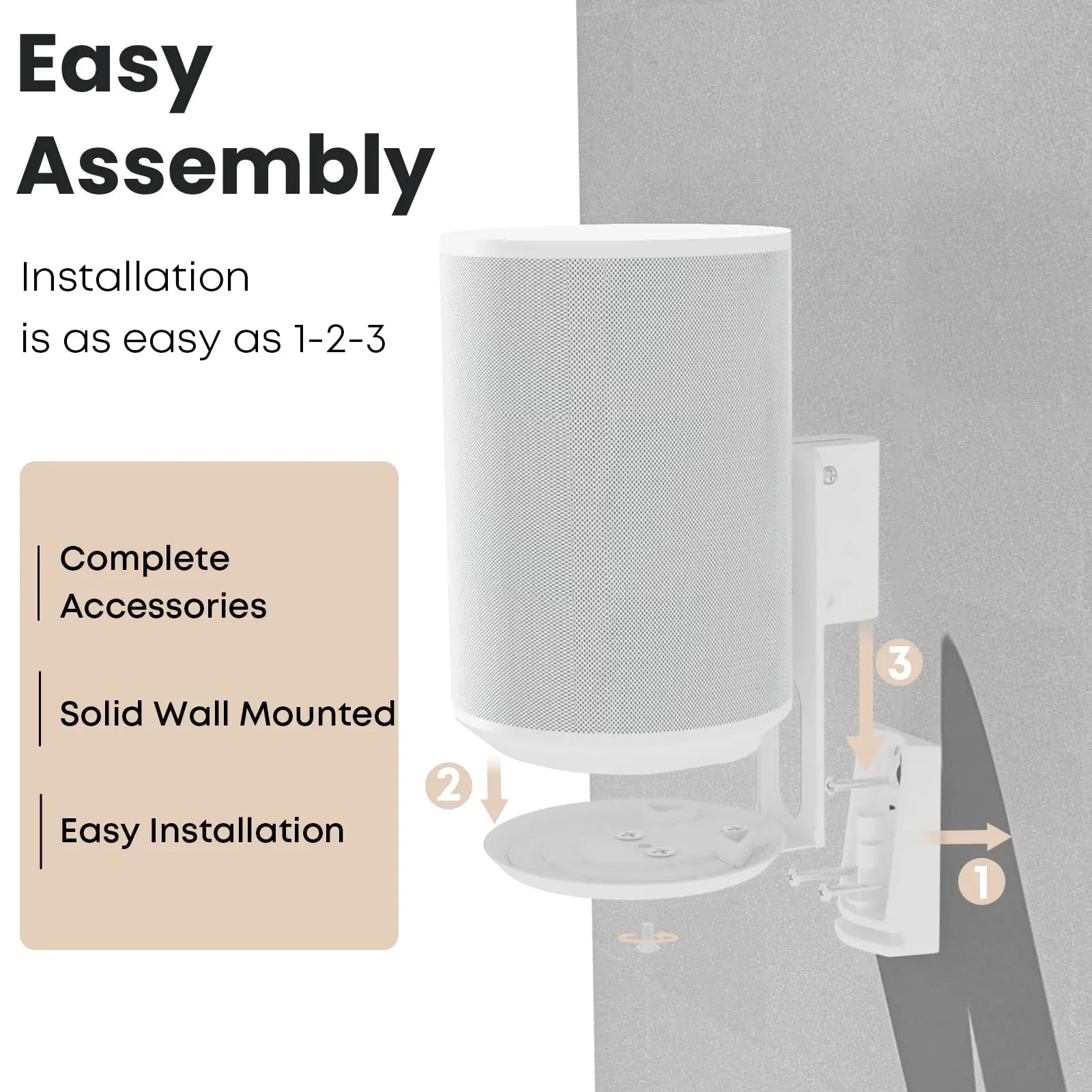 PUTORSEN Speaker Wall Mount for Sonos Era 100,Tilt & Swivel Speaker Shelf Bracket for Better Audio Enjoyment,Cable Management,Hold up to 6.6lbs (1 Pack White) PUTORSEN