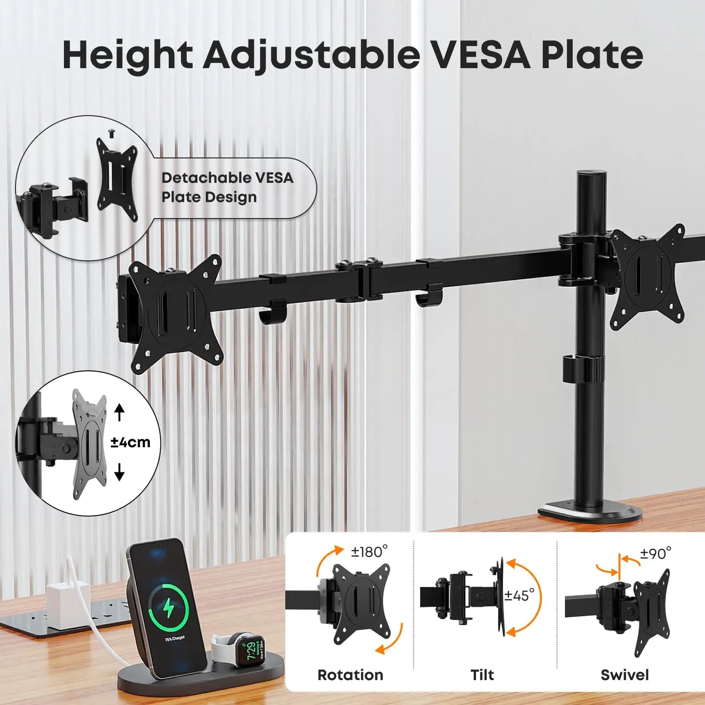 PUTORSEN Triple Monitor Arm for 17-27" Screens PUTORSEN