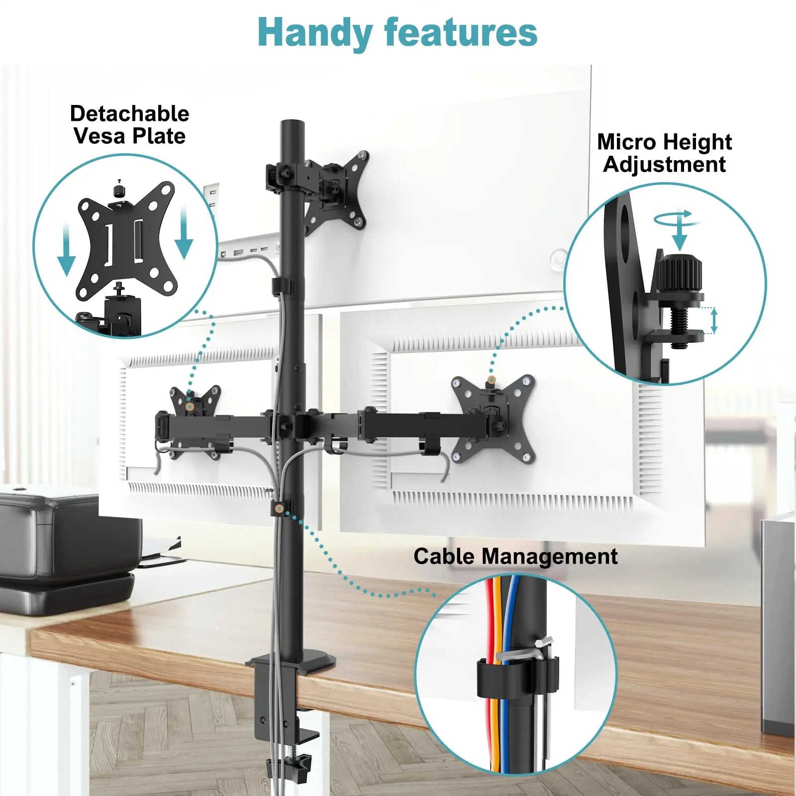 PUTORSEN Triple Monitor Desktop Stand Stacking Fits Three 3 Screens up to 32 Inches per Arm PUTORSEN