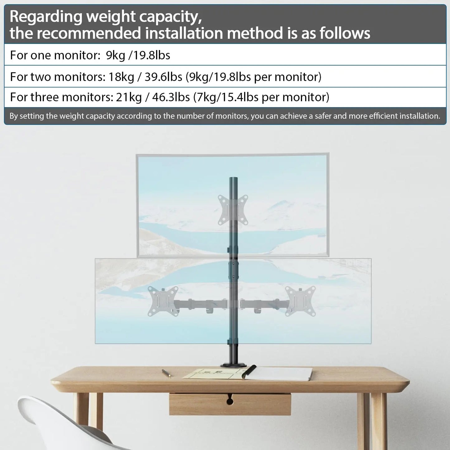 PUTORSEN Ultra High Rugged Center Pole for Monitor Arm Mounting PUTORSEN