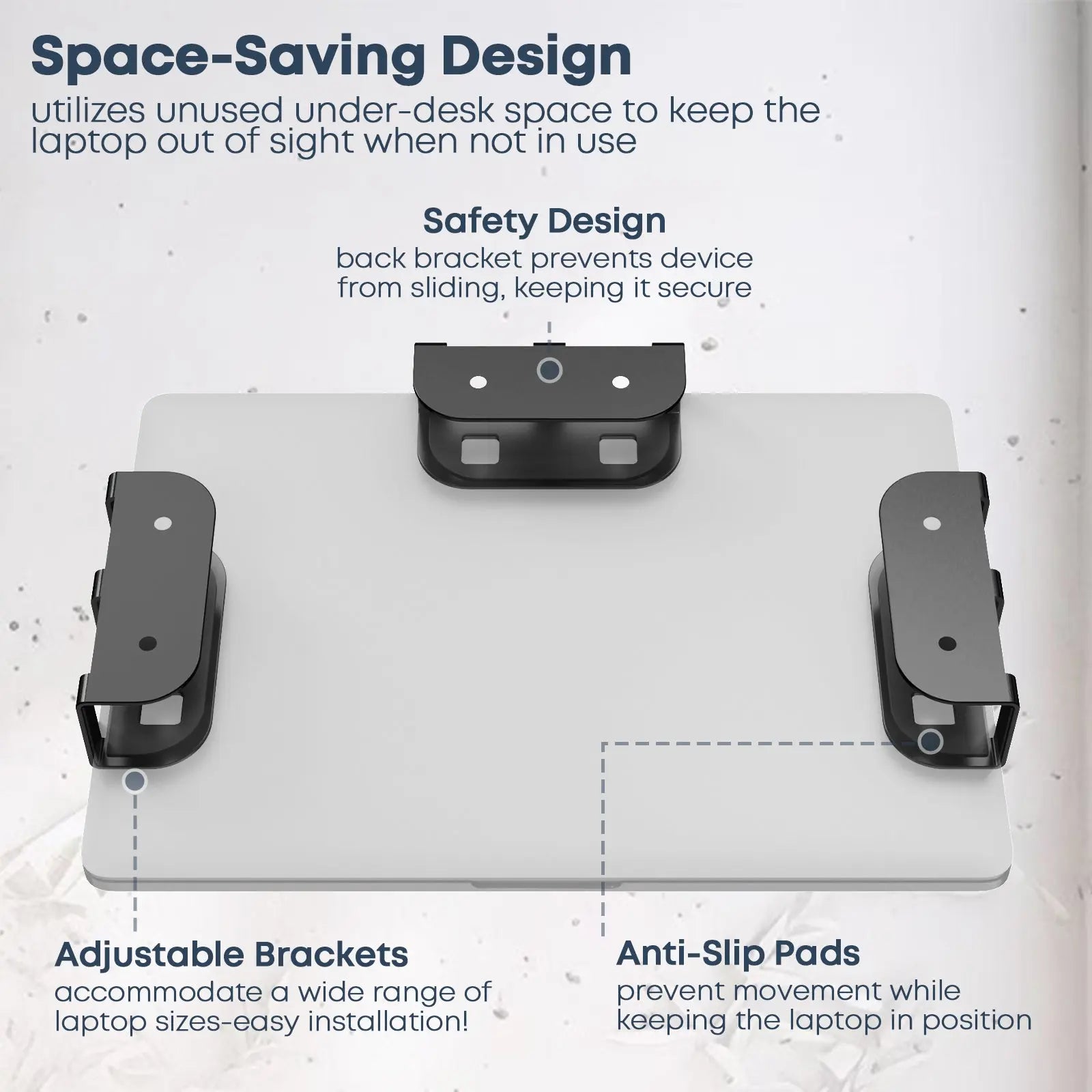 PUTORSEN Underdesk Laptop Stand with Screws and Non-Slip Pads, Black, 3-Pack PUTORSEN