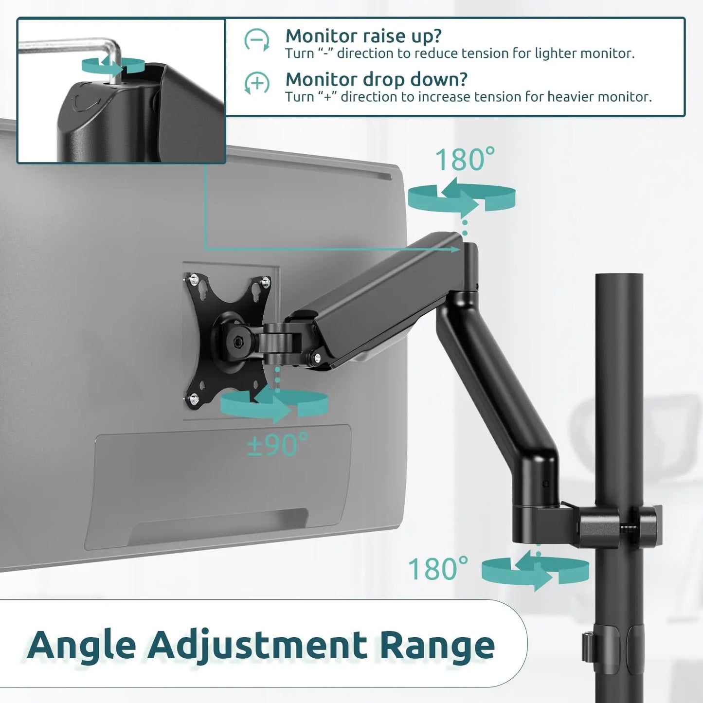 PUTORSEN VESA pole monitor mount for 17-32”Screens, Max Load 9KG PUTORSEN