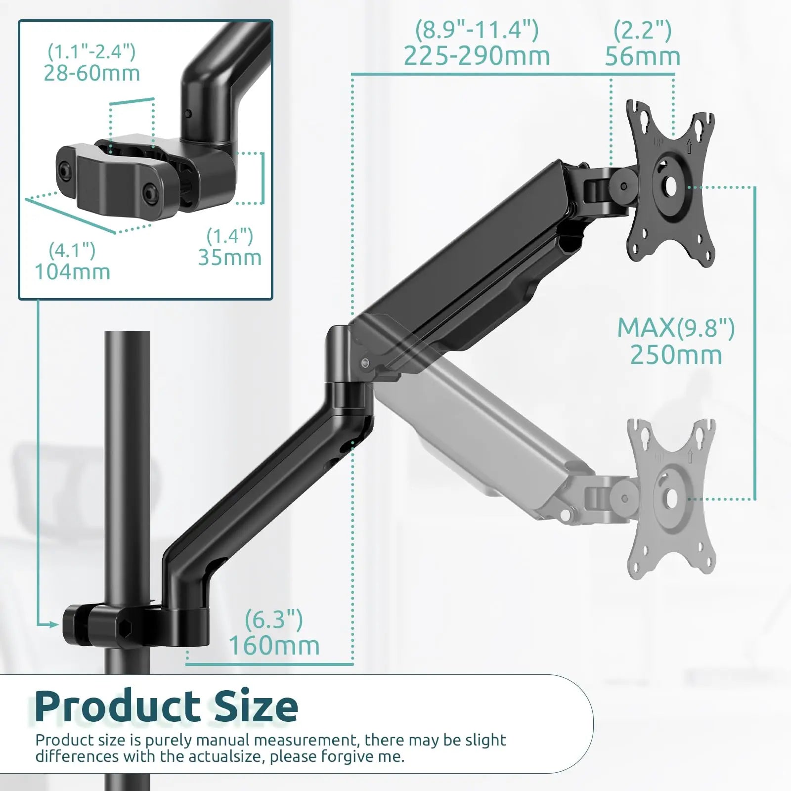 PUTORSEN VESA pole monitor mount for 17-32”Screens, Max Load 9KG PUTORSEN