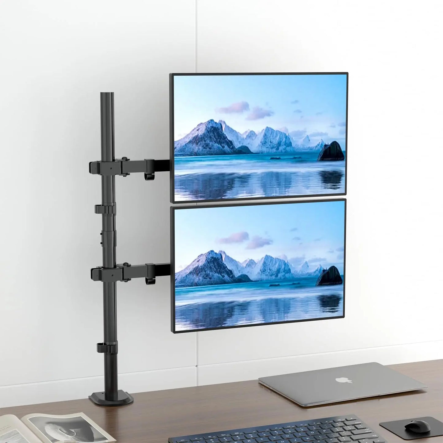 PUTORSEN Vertical Dual Monitor Arm Desktop Stand for 17-inch to 35-inch Screens 12KG PUTORSEN