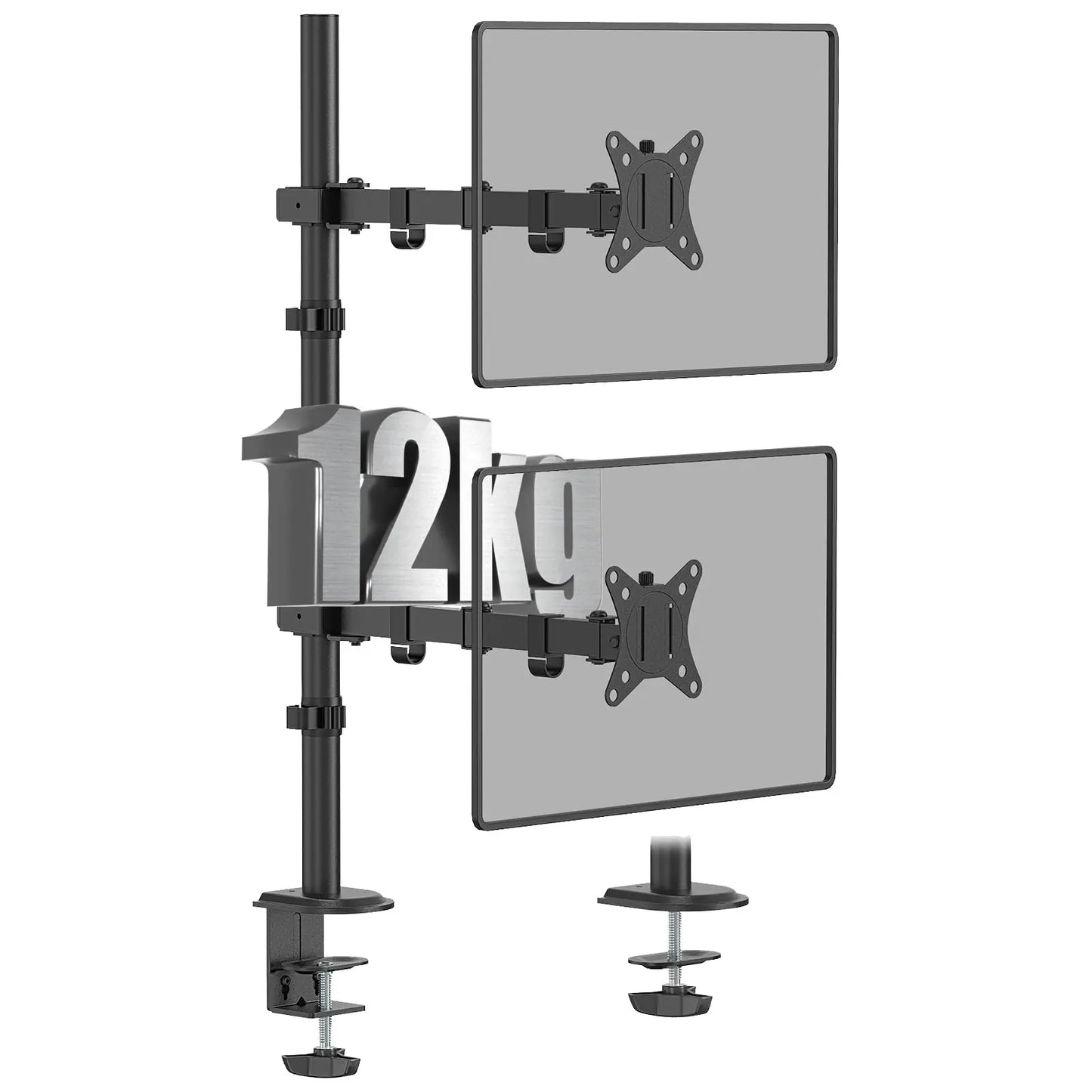 PUTORSEN Vertical Dual Monitor Arm Desktop Stand for 17-inch to 35-inch Screens 12KG PUTORSEN