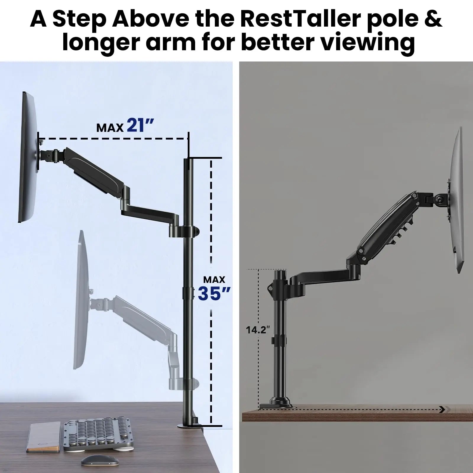 PUTORSEN single monitor mount for 17 to 32 inch screens and with 88.7cm pole PUTORSEN