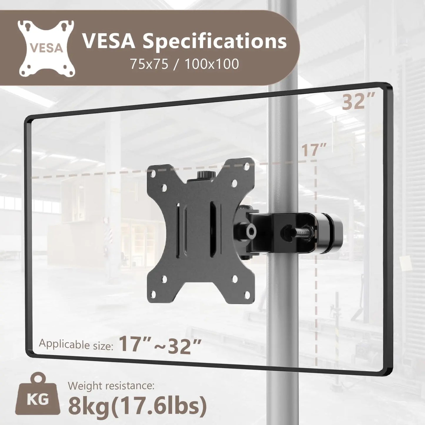 PUTORSEN  universal mount Pole mount for 17"-32" screens Supports up to 8kg PUTORSEN