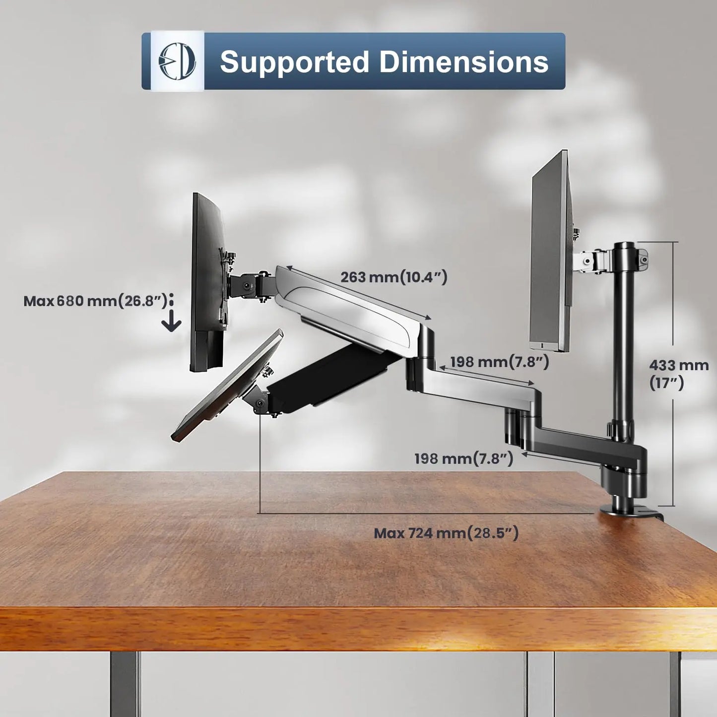 PUTORSEN Triple Monitor Arm for PC Monitors 17-27 inch Monitor/Screen Stand PUTORSEN