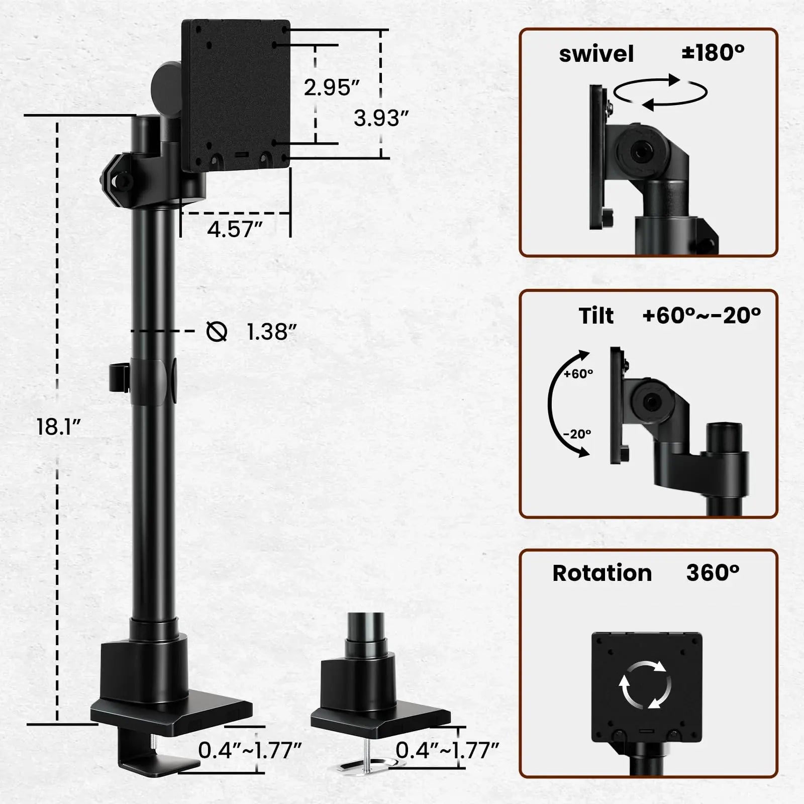 Single Monitor-Arm Ultrawide for 27-57 inch PUTORSEN