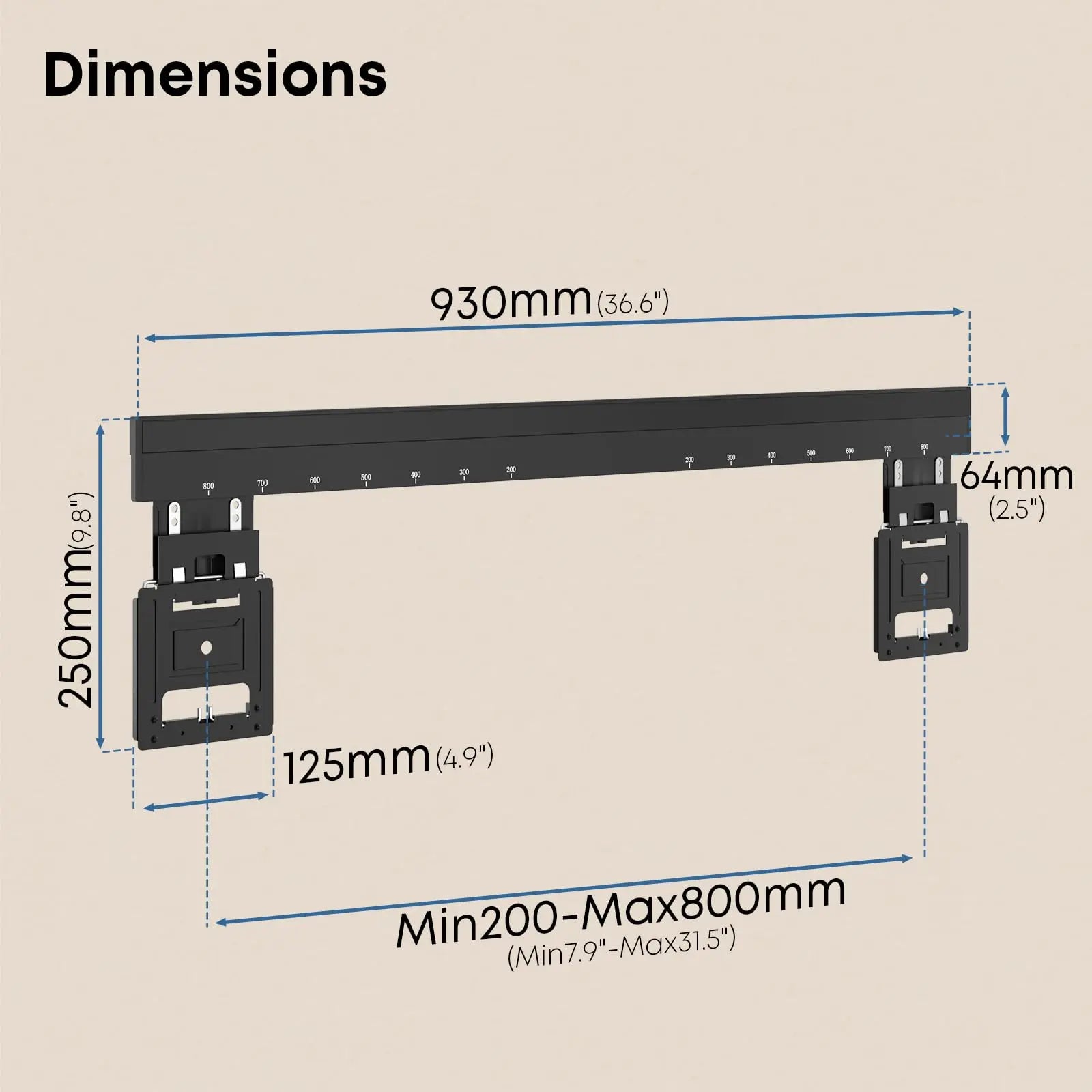 Soporte de pared ultra delgado para TV adecuado para 43-100 Micro-Gap Flat 75 kg Max VESA 800 x 600 mm PUTORSEN