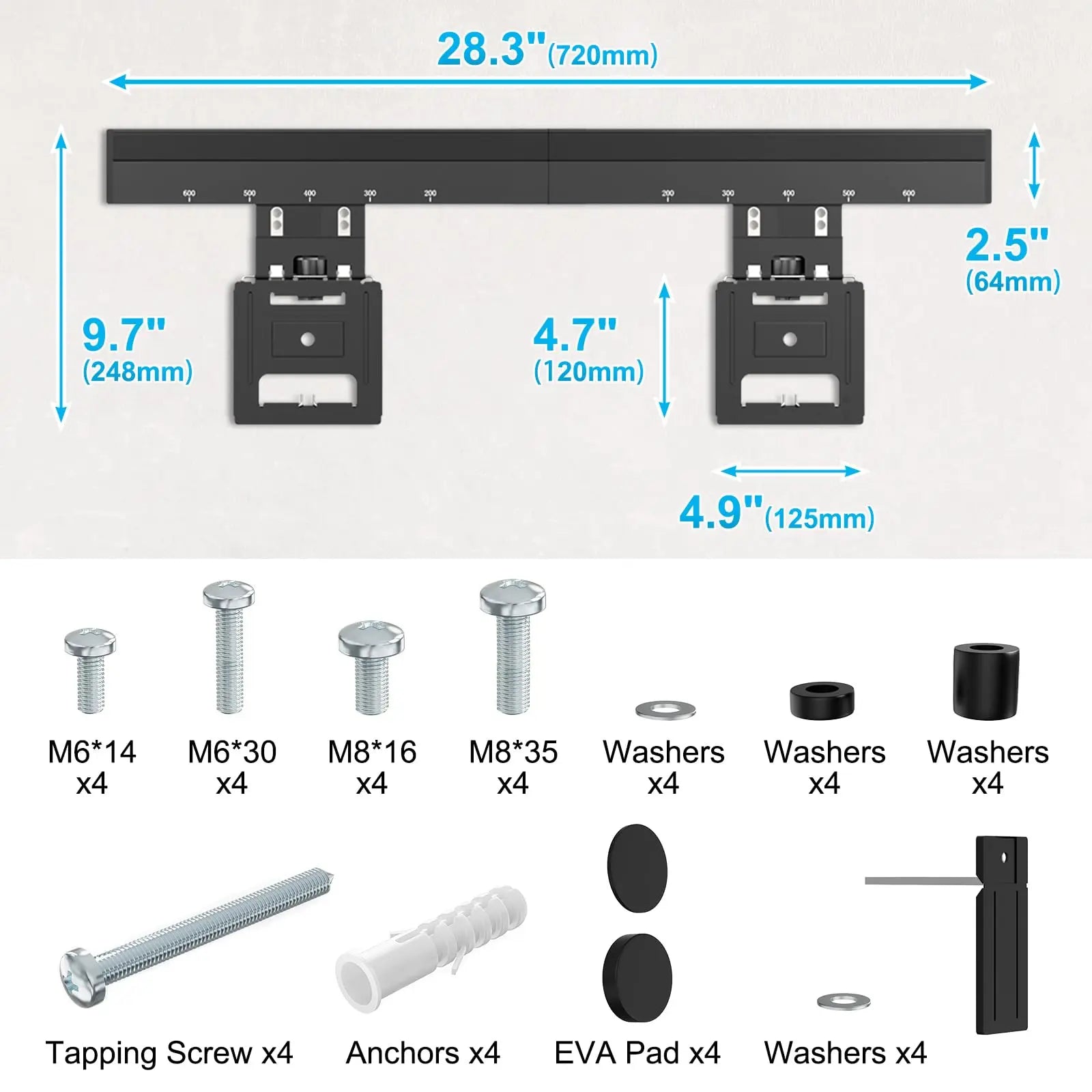 Ultra Slim TV wall mount - TV mount for 37-80 inch TVs, max. 75 kg, TV mount max PUTORSEN