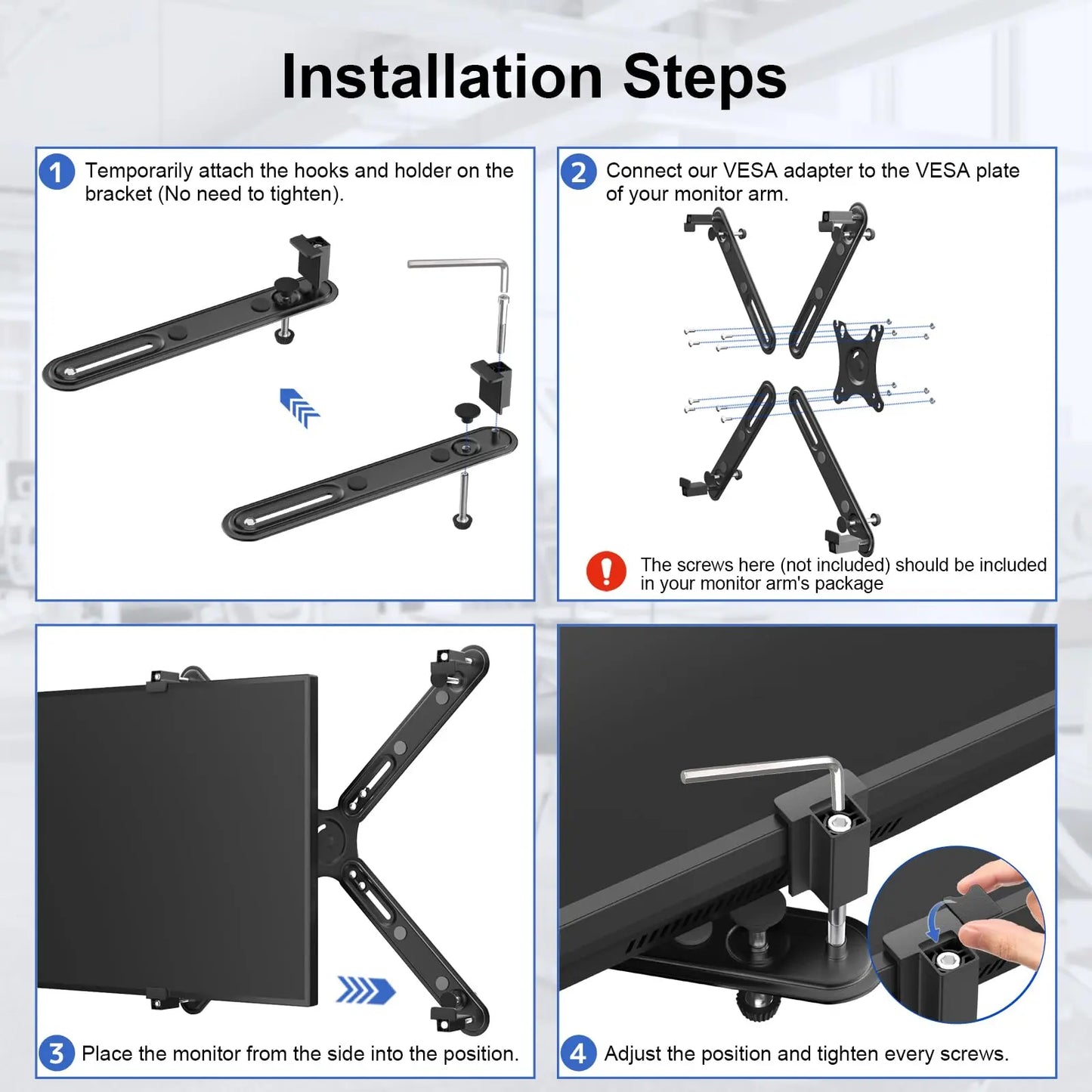 Universal VESA Mount Adapter - Non-VESA Adapter for 17 to 32 Inch Monitor Screens to 75x75 and 100x100 VESA Mount PUTORSEN