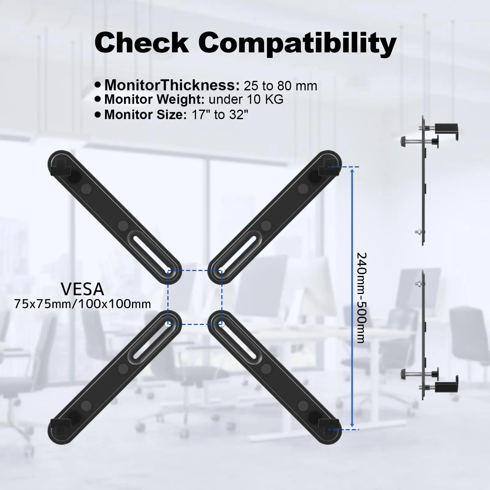 Universal VESA Mount Adapter - Non-VESA Adapter for 17 to 32 Inch Monitor Screens to 75x75 and 100x100 VESA Mount PUTORSEN