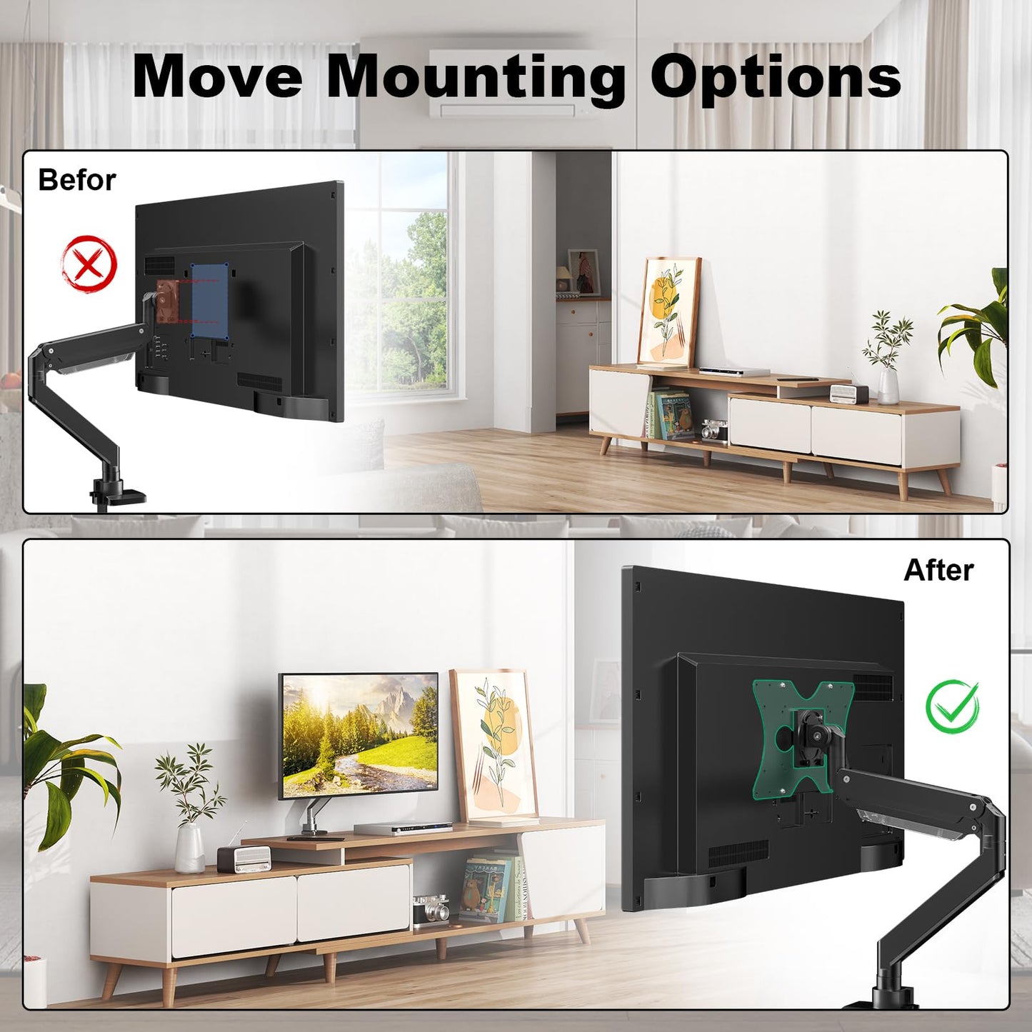 Steel VESA Mount Adapter Plate Bracket for Screens 32" to 55" LED LCD，Allows 100x100, 200x200 Convert to 400 x 200 mm Patterns